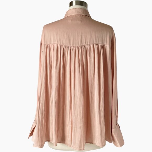 Zadig & Voltaire Trent Satin Blouse XS Blush Pink Relaxed Fit Top - Picture 4 of 9